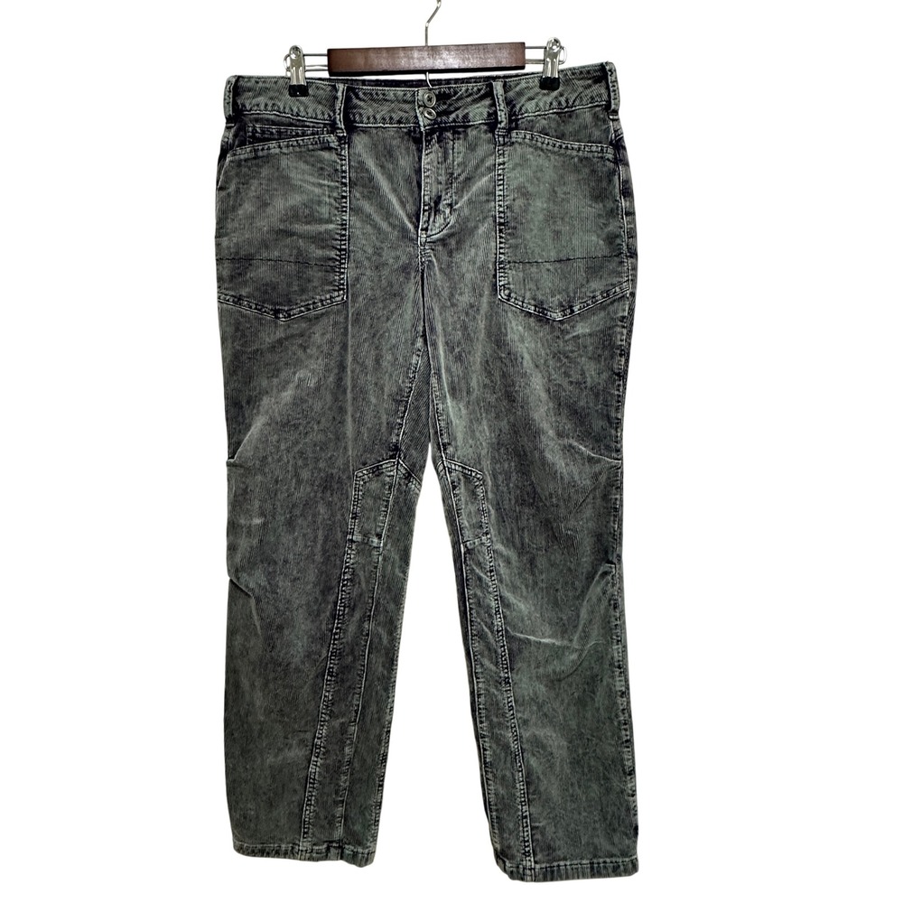 Pilcro The Wanderer Corduroy Pants Womens 31 Green Grey Acid Wash Straight